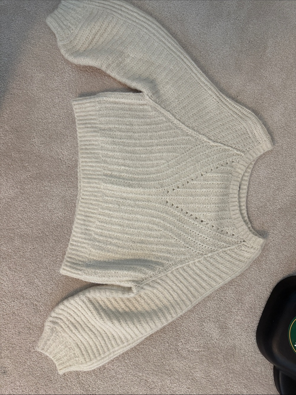 Free People Textured Ribbed Crewneck Sweater - Cream